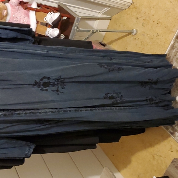 Wicca/Bohemian Long Gown Dark Blue 3X - Picture 3 of 7